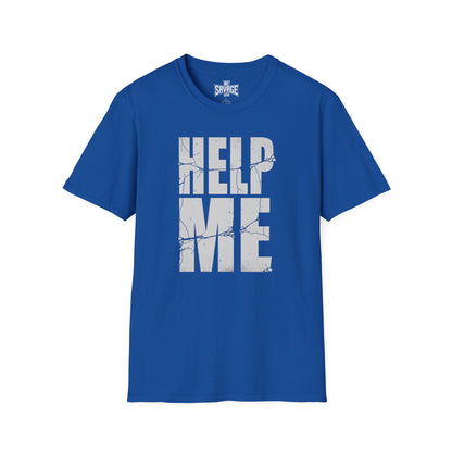 Help Me T-Shirt — Distressed Block Text Graphic Tee