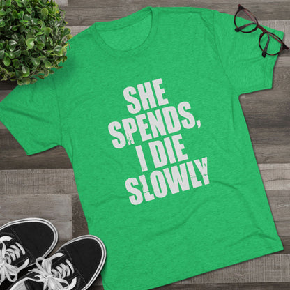 She Spends I Die Slowly T‑Shirt — Subtle Goth Graphic Tee