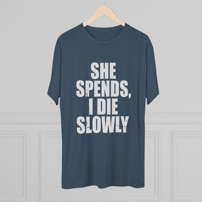 She Spends I Die Slowly T‑Shirt — Subtle Goth Graphic Tee