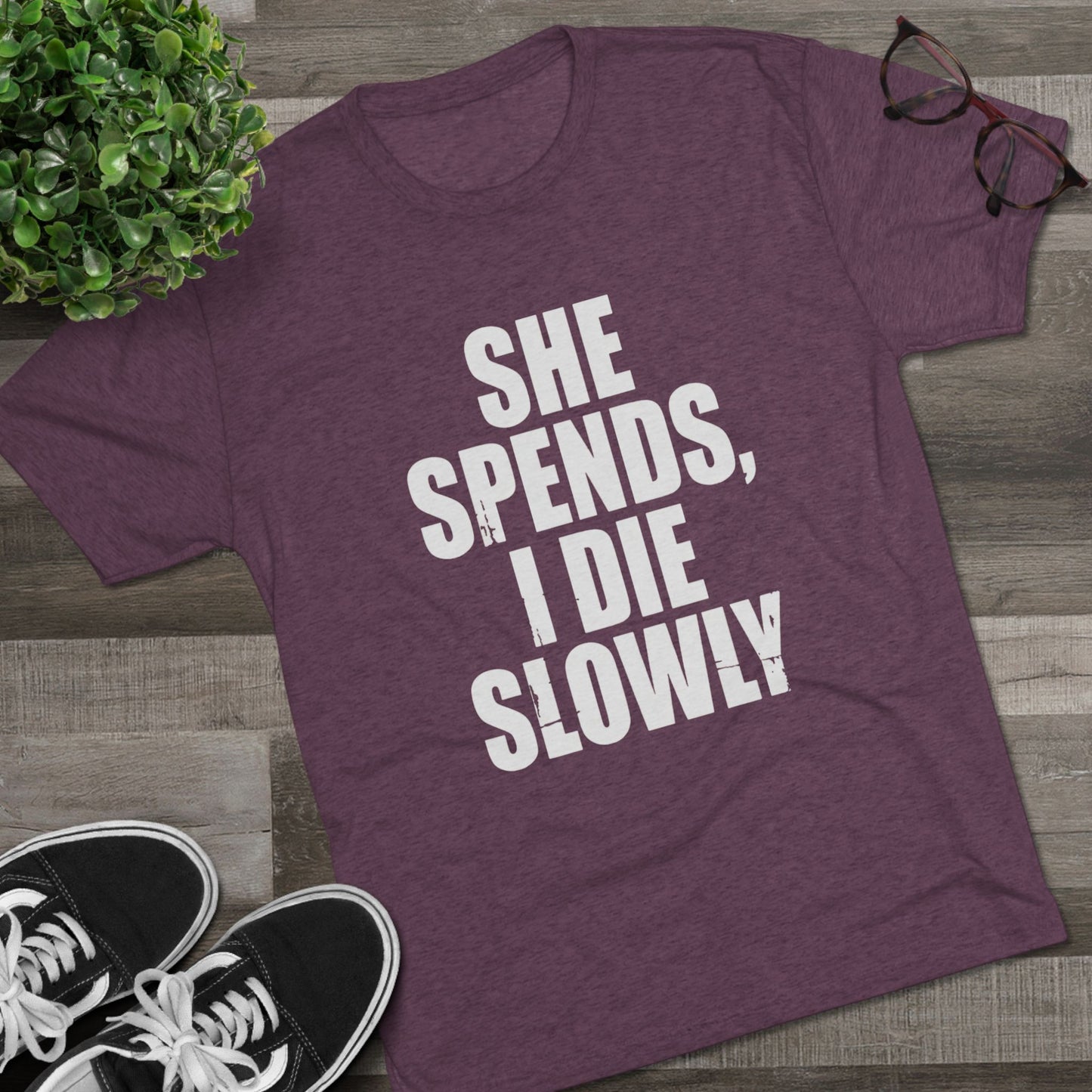 She Spends I Die Slowly T‑Shirt — Subtle Goth Graphic Tee