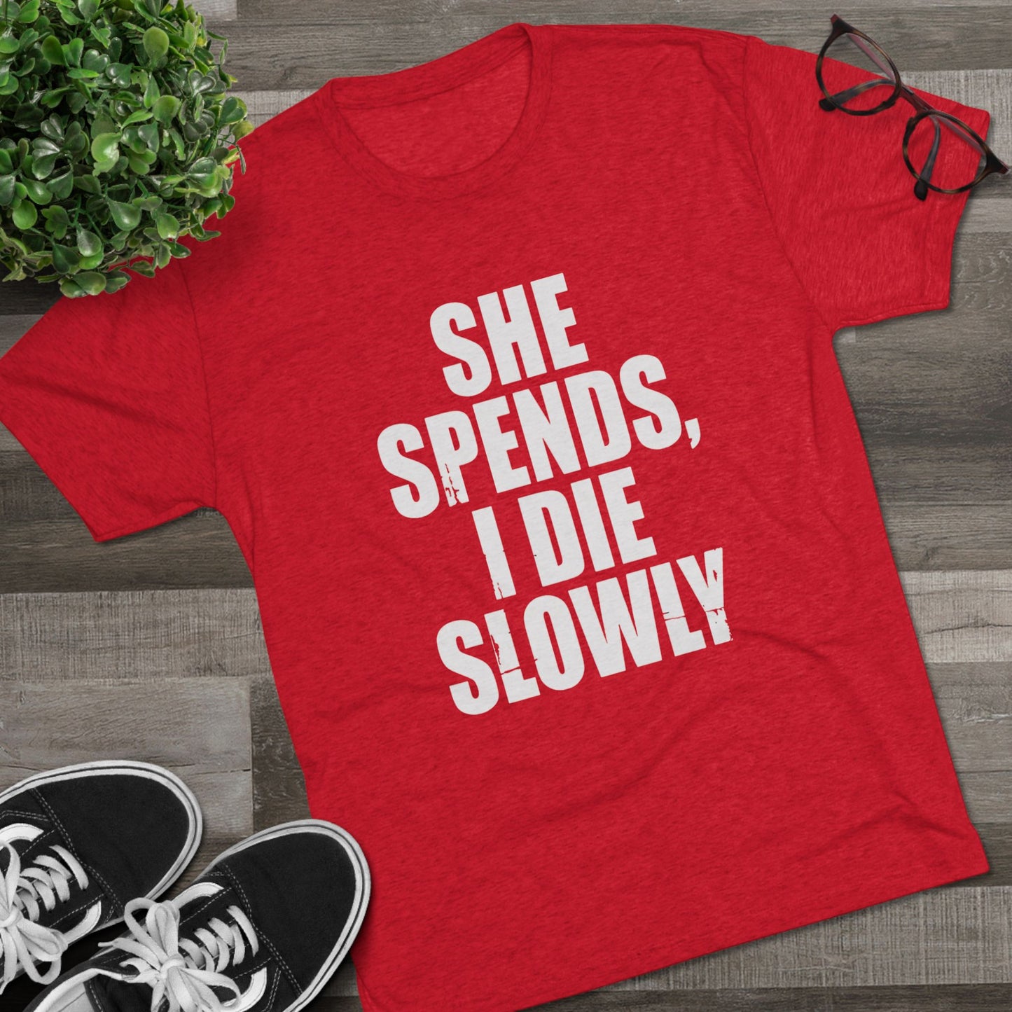 She Spends I Die Slowly T‑Shirt — Subtle Goth Graphic Tee