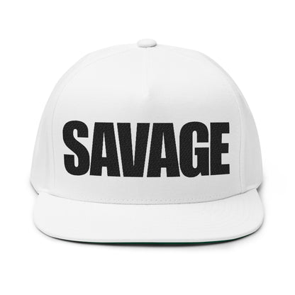 Savage Embroidered Flat Bill Cap — Bold Streetwear Snapback