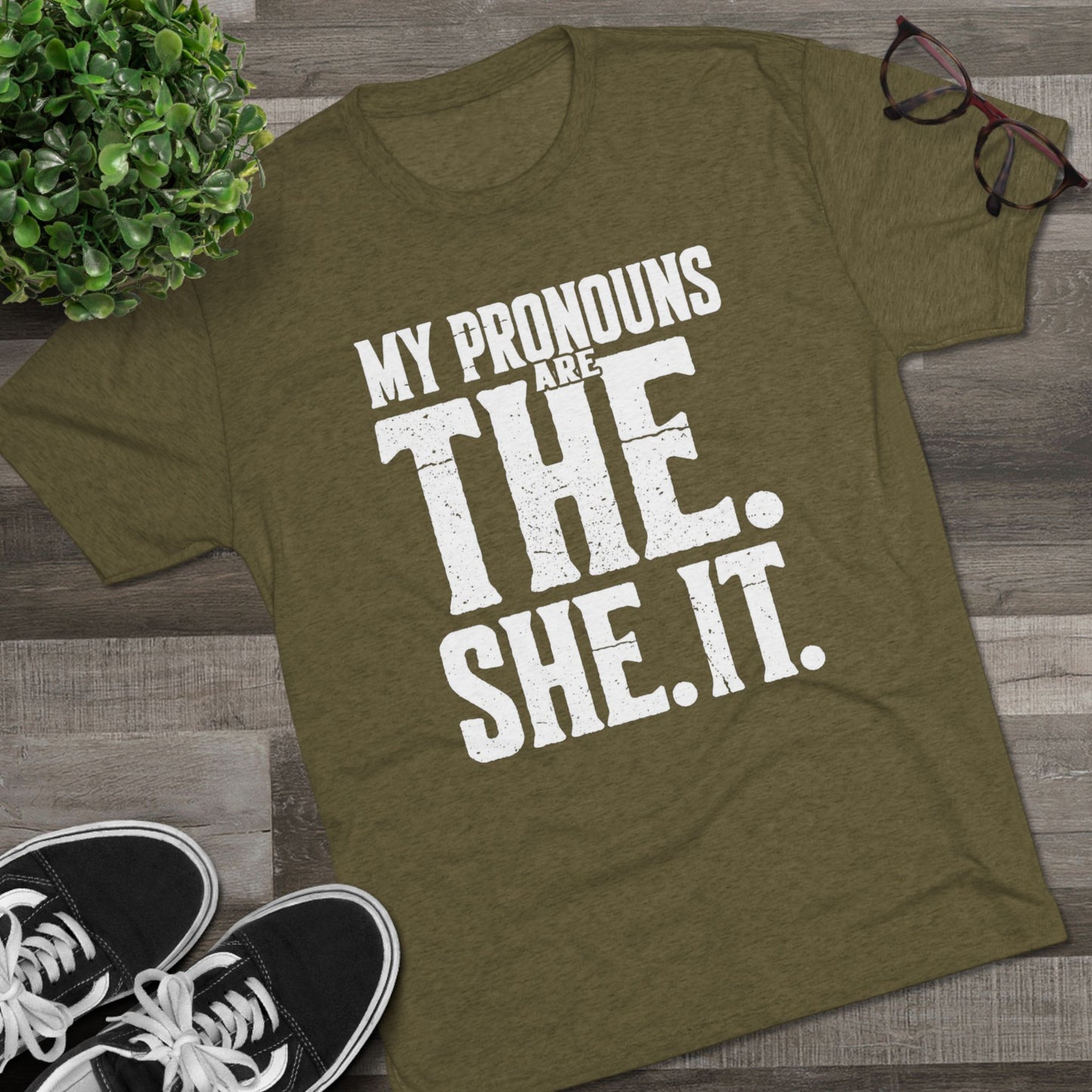 The She It Pronouns Crew Tee