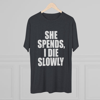 She Spends I Die Slowly T‑Shirt — Subtle Goth Graphic Tee