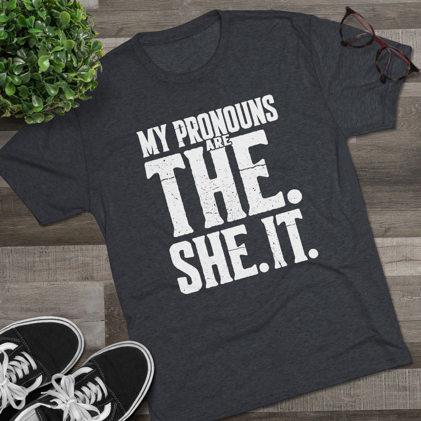 The She It Pronouns Crew Tee