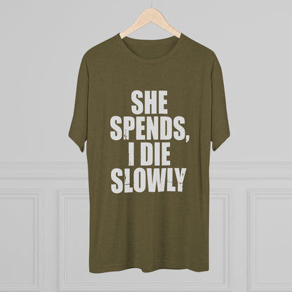 She Spends I Die Slowly T‑Shirt — Subtle Goth Graphic Tee