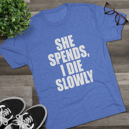 She Spends I Die Slowly T‑Shirt — Subtle Goth Graphic Tee