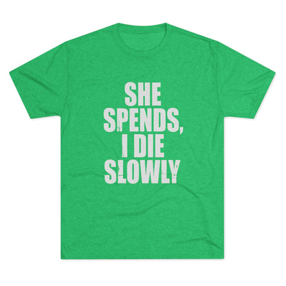 She Spends I Die Slowly T‑Shirt — Subtle Goth Graphic Tee