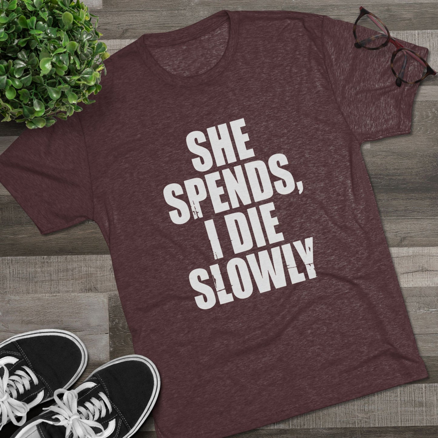 She Spends I Die Slowly T‑Shirt — Subtle Goth Graphic Tee