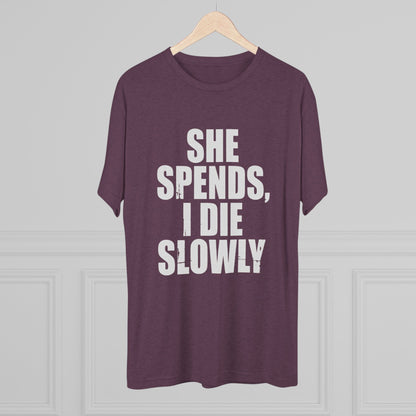 She Spends I Die Slowly T‑Shirt — Subtle Goth Graphic Tee