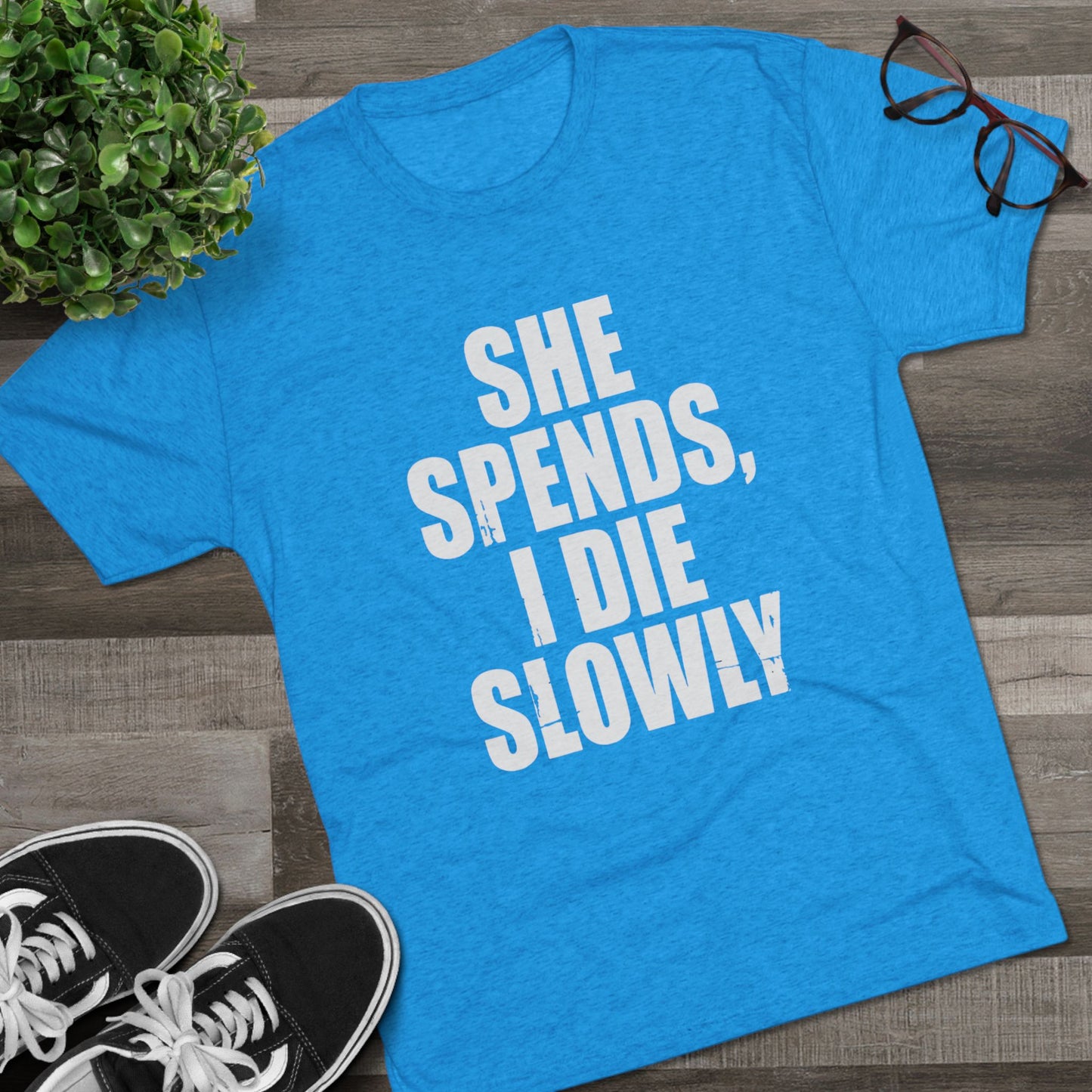 She Spends I Die Slowly T‑Shirt — Subtle Goth Graphic Tee