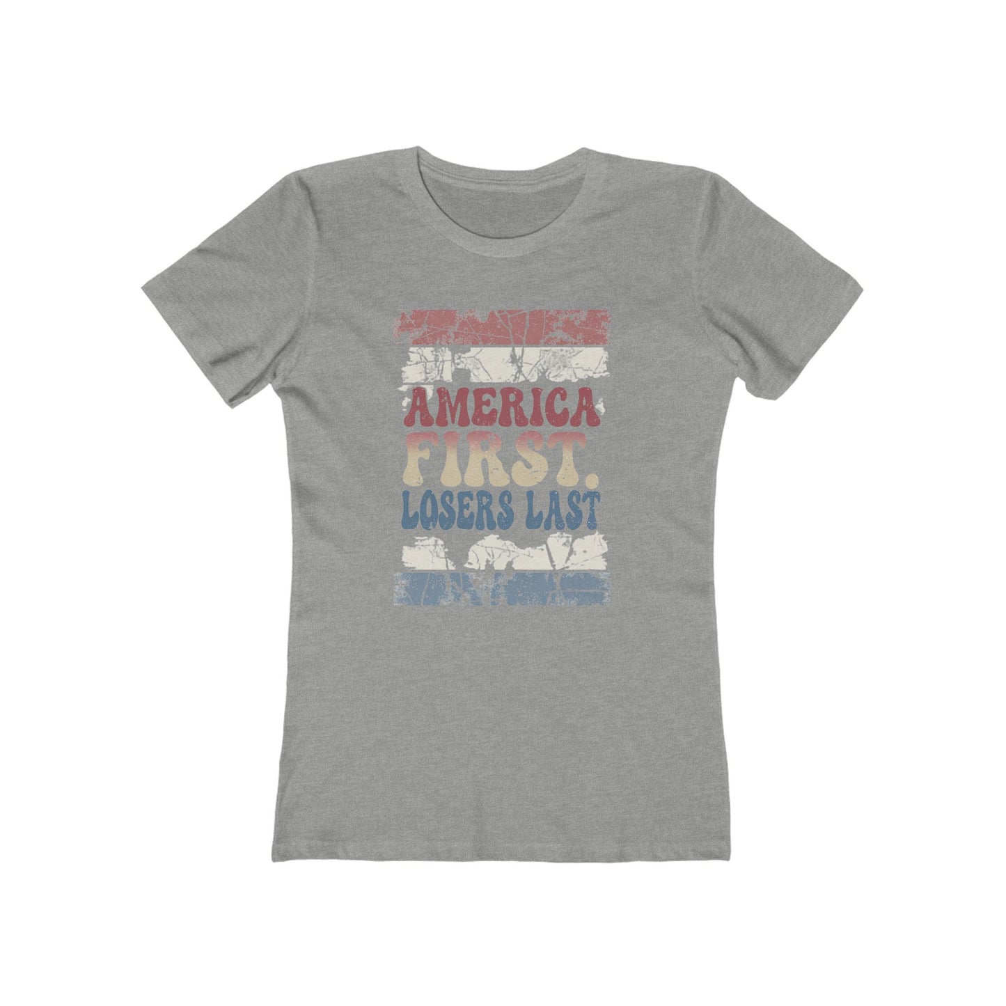 "America First, Losers Last" Distressed Patriotic Tee