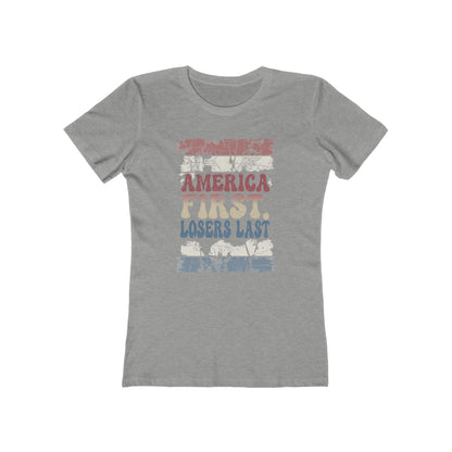 "America First, Losers Last" Distressed Patriotic Tee