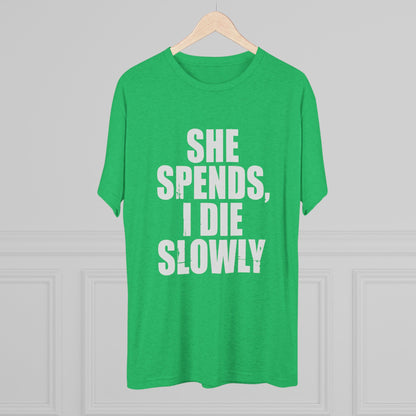 She Spends I Die Slowly T‑Shirt — Subtle Goth Graphic Tee
