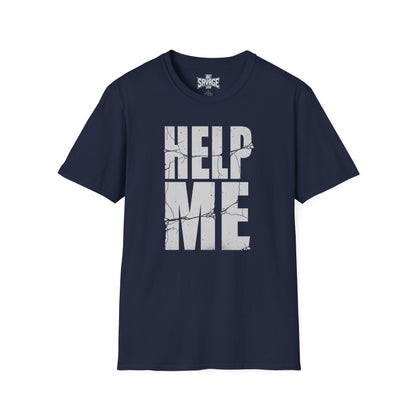 Help Me T-Shirt — Distressed Block Text Graphic Tee