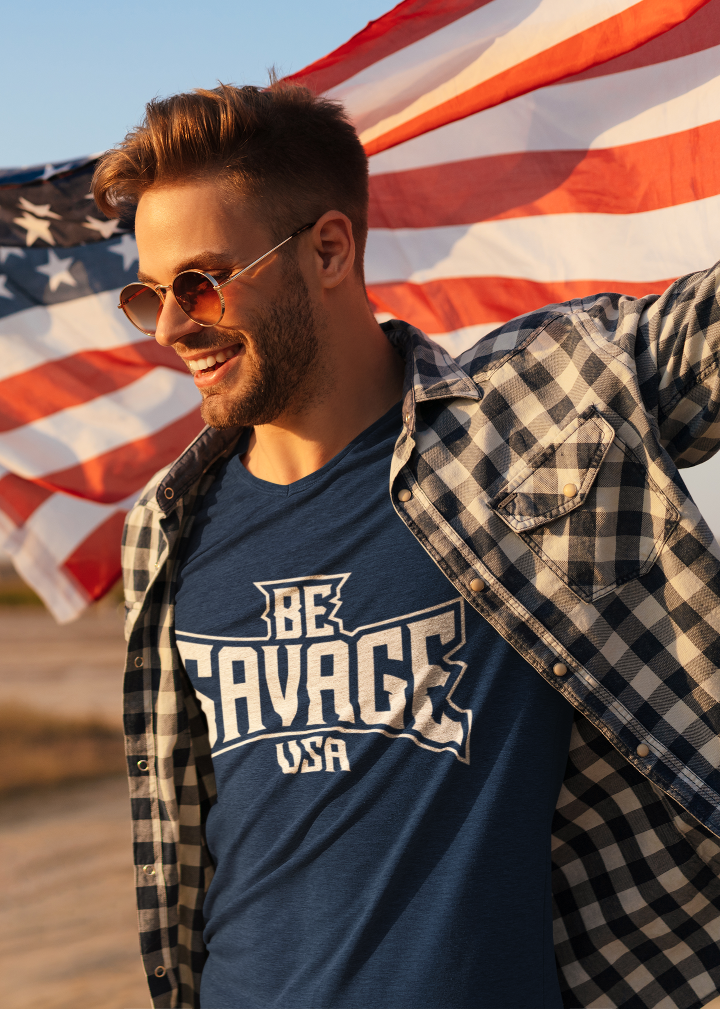 Be Savage USA Tri-Blend Crew T-Shirt