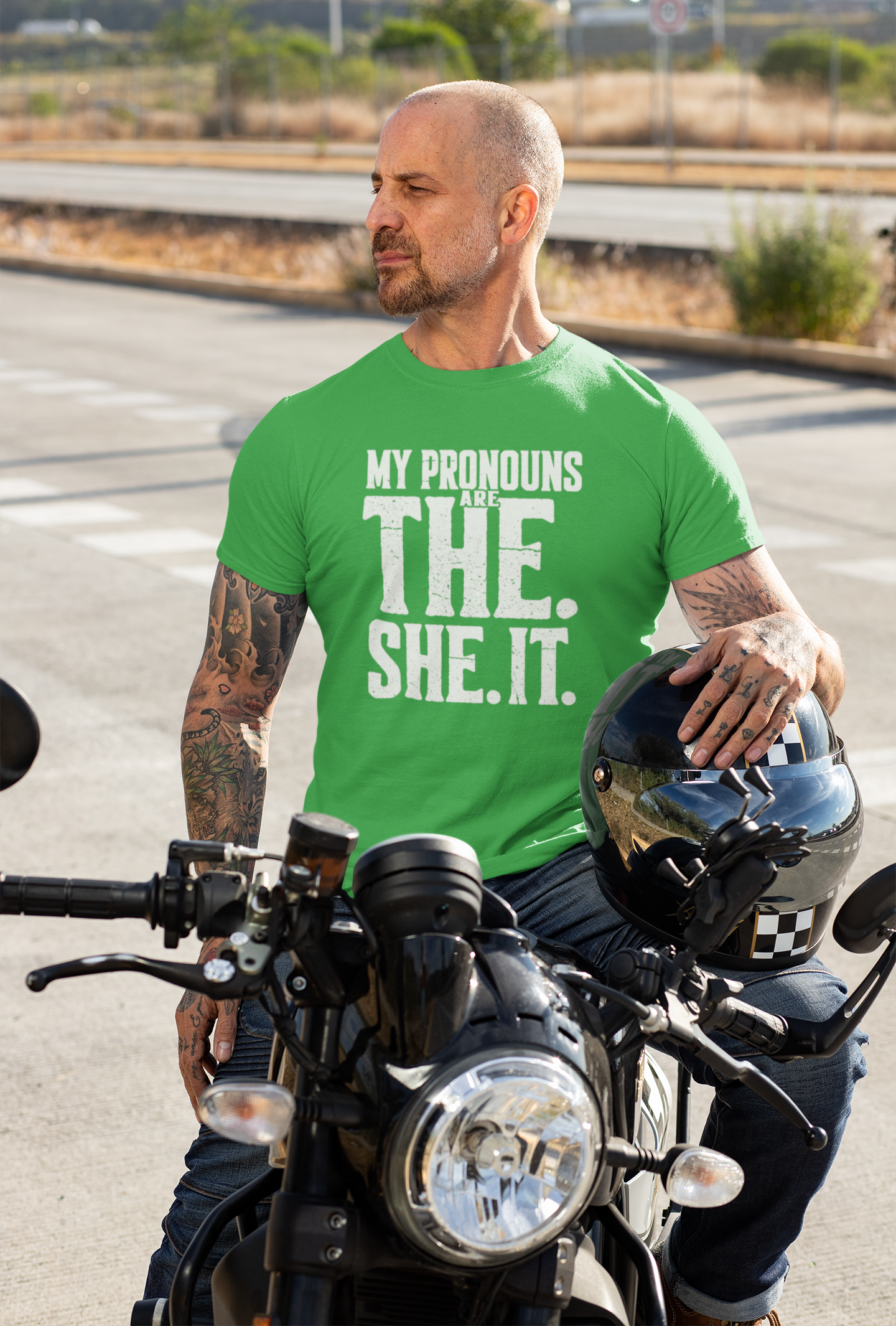 The She It Pronouns Crew Tee