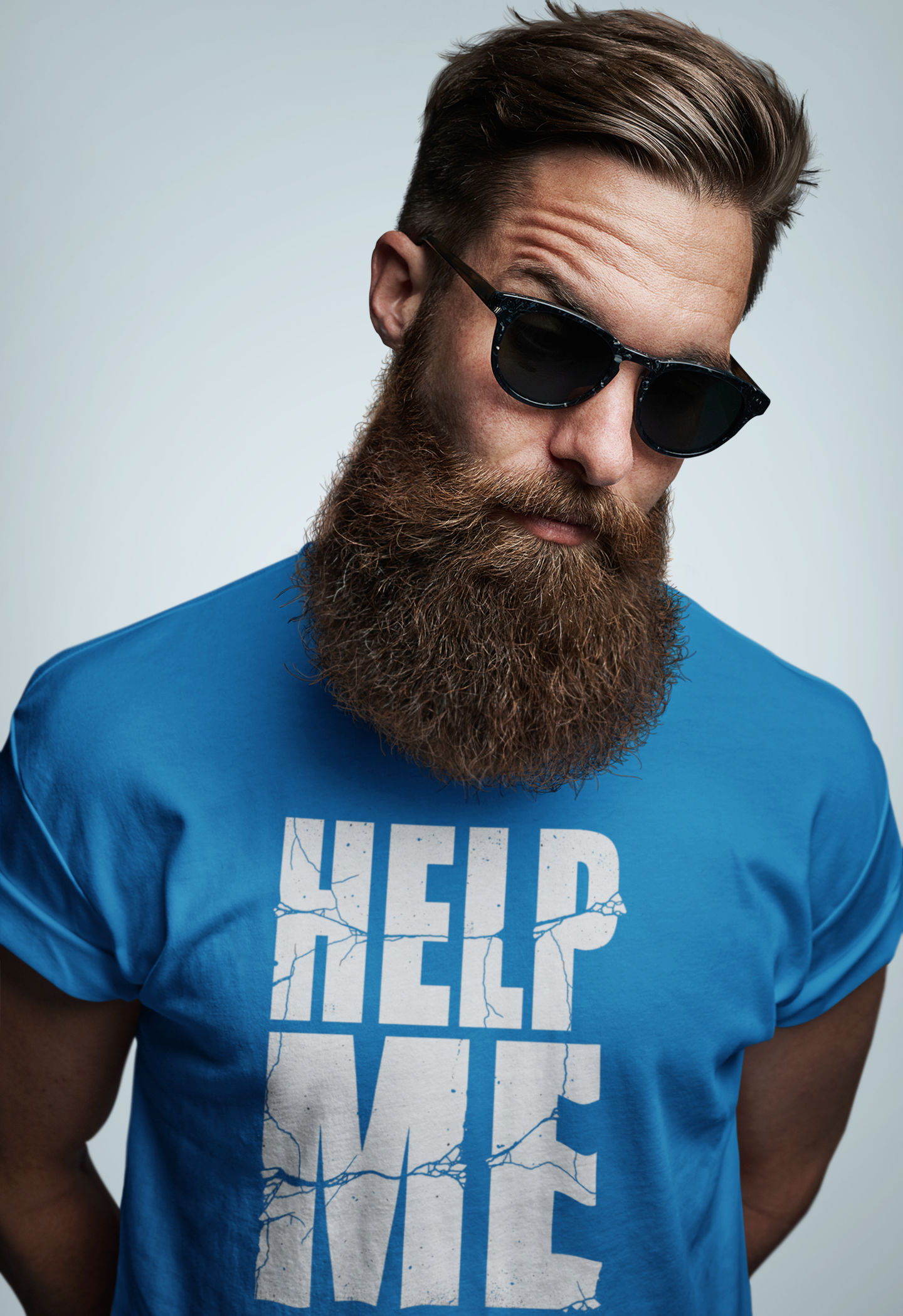 Help Me T-Shirt — Distressed Block Text Graphic Tee