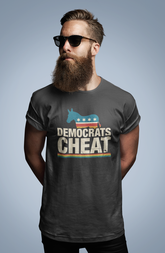 "Democrats Cheat" Distressed Flag Donkey Tee
