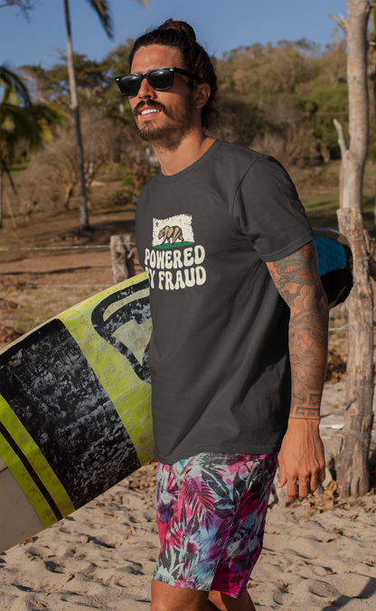 "Powered By Fraud" California Bear Vintage Graphic Tee