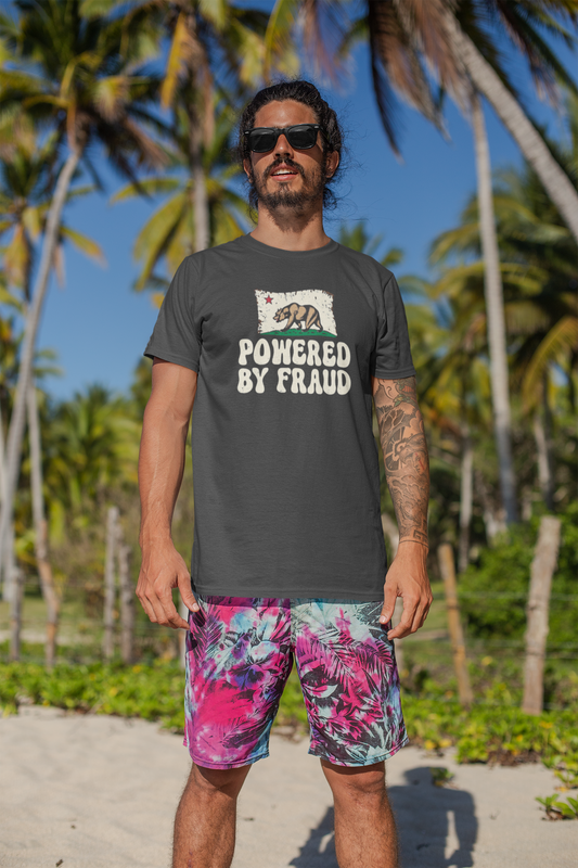 "Powered By Fraud" California Bear Vintage Graphic Tee