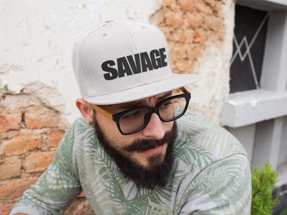 Savage Embroidered Flat Bill Cap — Bold Streetwear Snapback