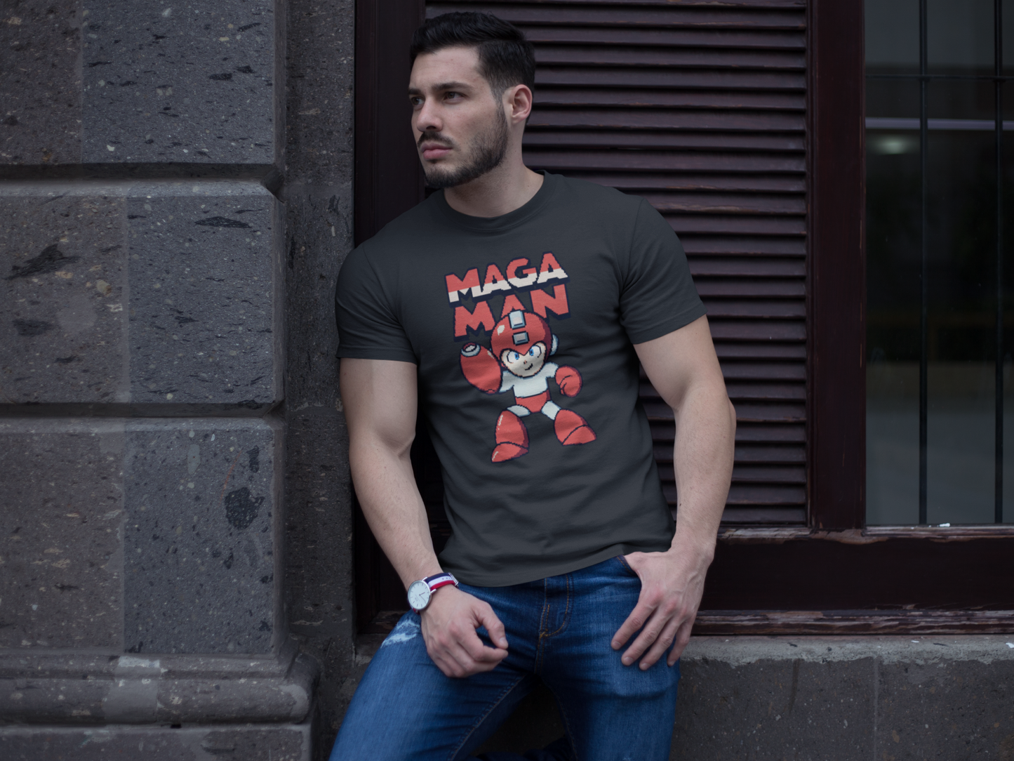 MAGA MAN Tee — Retro Video Game Robot Graphic Shirt
