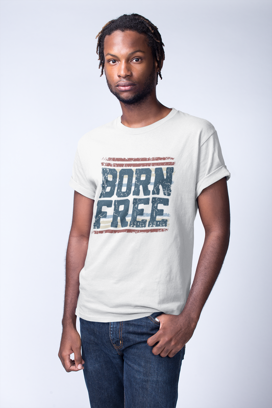 Born Free Vintage Tee — Patriotic Distressed Graphic Shirt