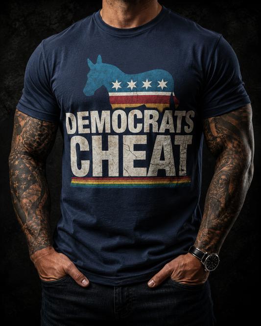 "Democrats Cheat" Distressed Flag Donkey Tee