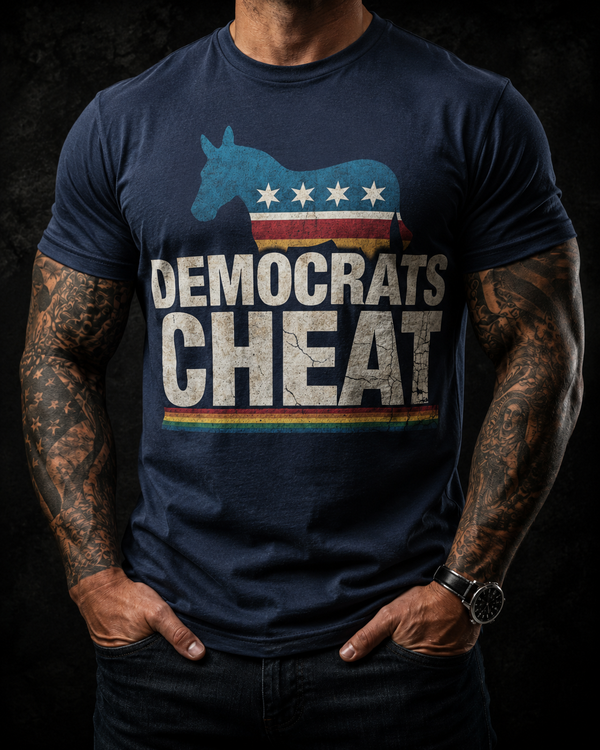 "Democrats Cheat" Distressed Flag Donkey Tee