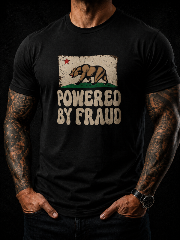 "Powered By Fraud" California Bear Vintage Graphic Tee