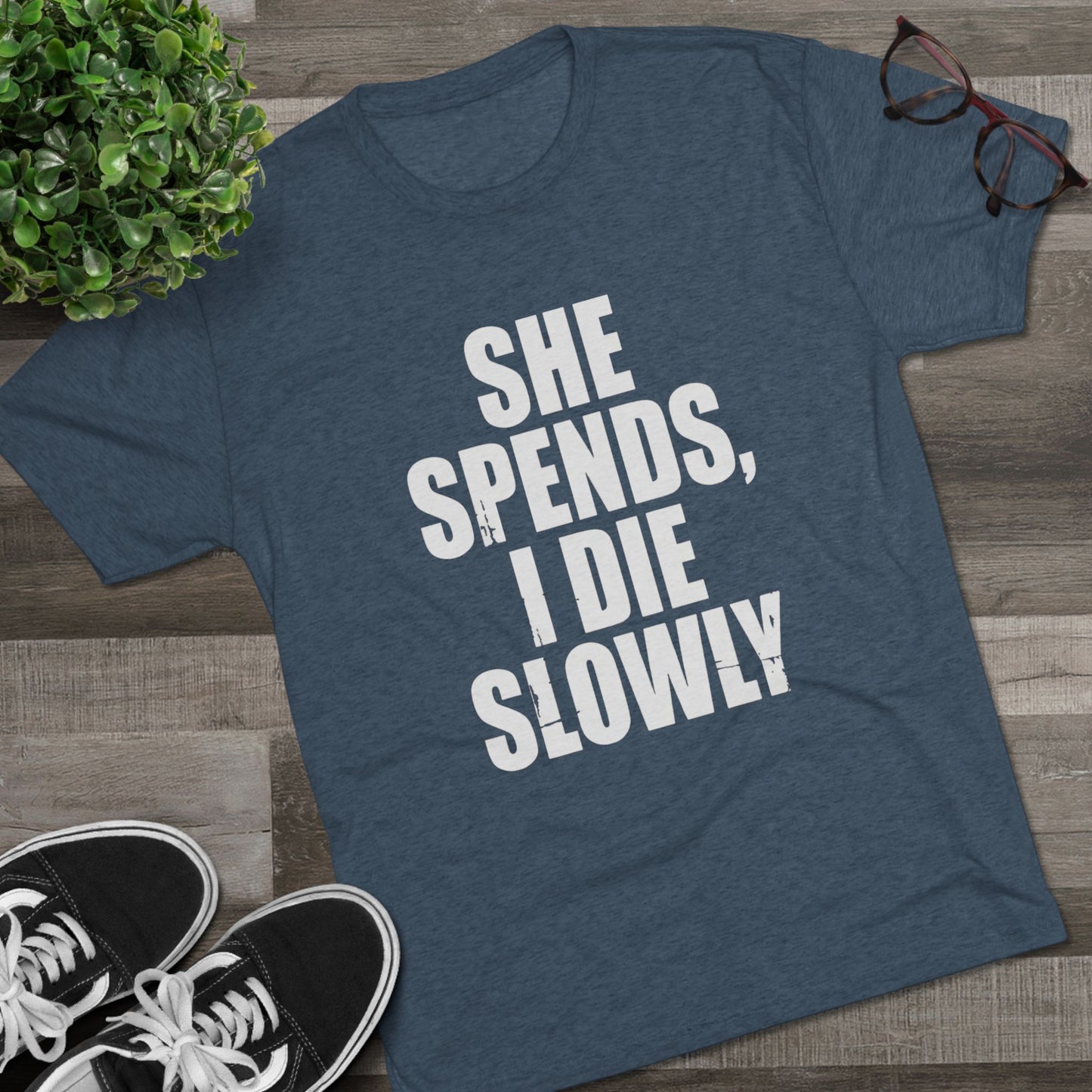 She Spends I Die Slowly T‑Shirt — Subtle Goth Graphic Tee