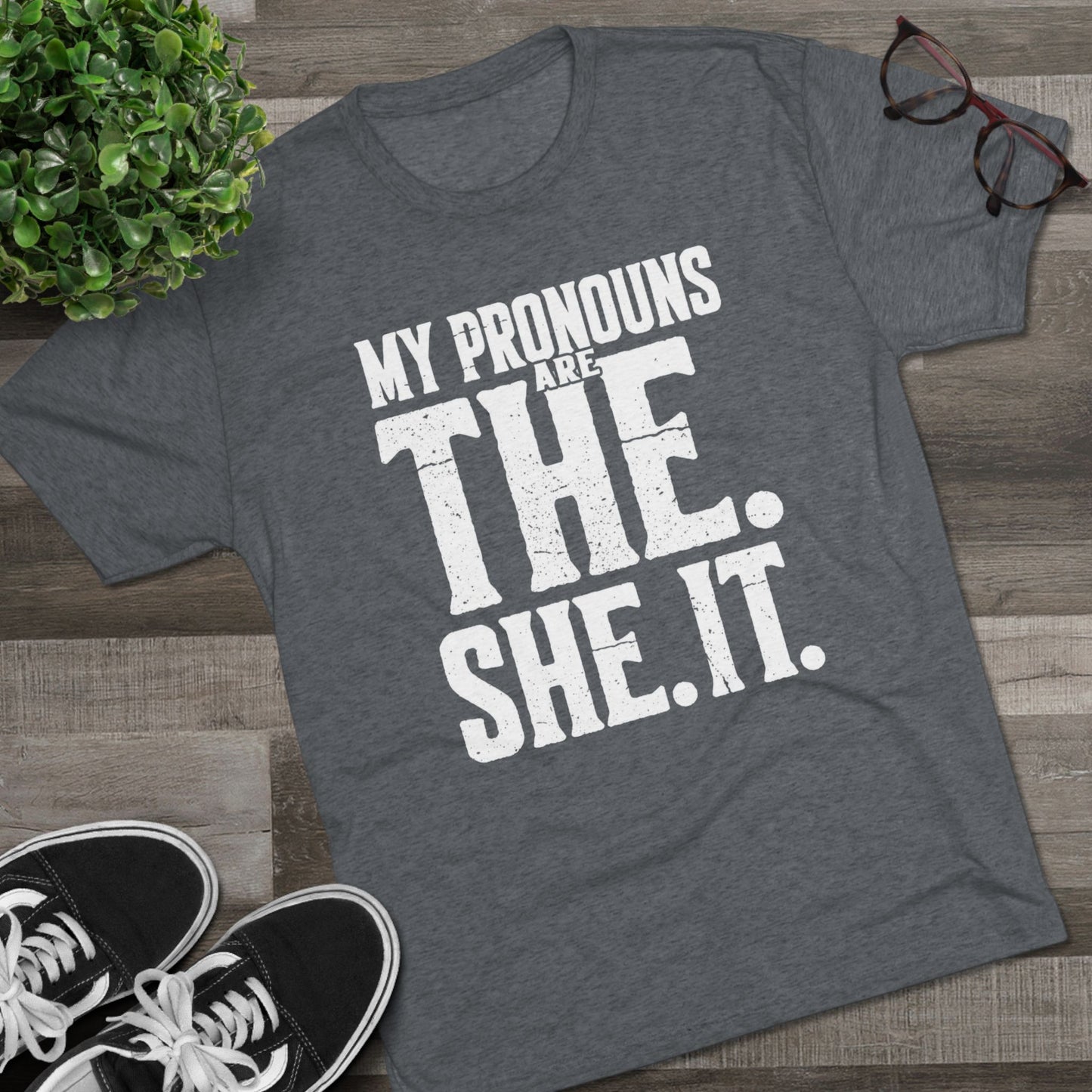 The She It Pronouns Crew Tee