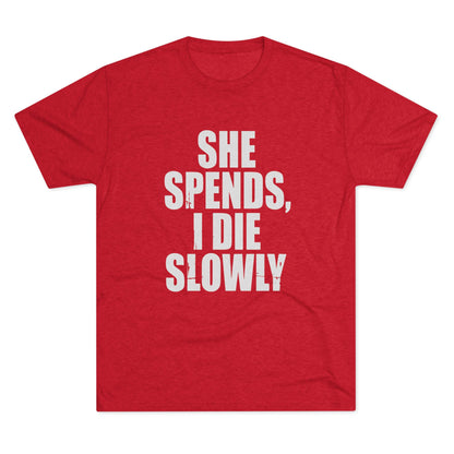 She Spends I Die Slowly T‑Shirt — Subtle Goth Graphic Tee