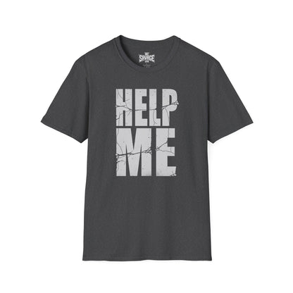 Help Me T-Shirt — Distressed Block Text Graphic Tee