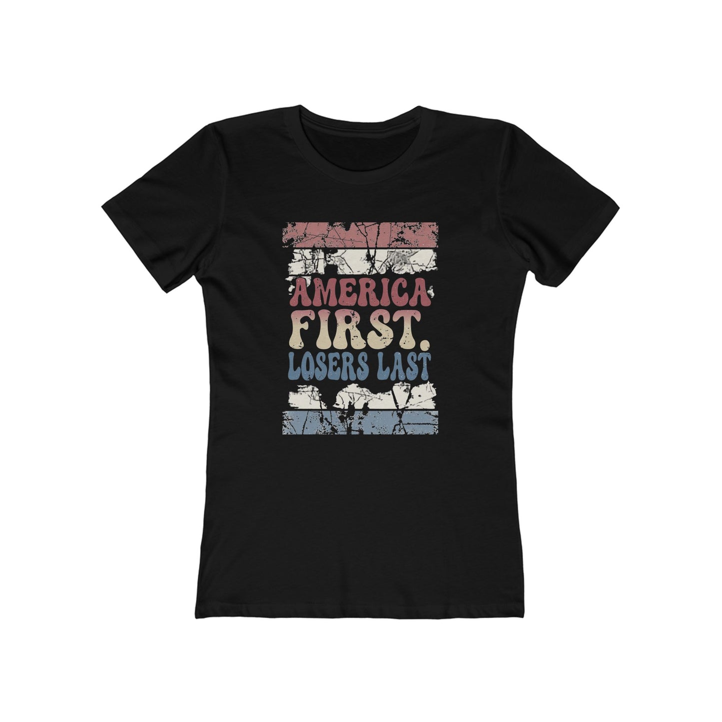 "America First, Losers Last" Distressed Patriotic Tee