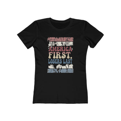 "America First, Losers Last" Distressed Patriotic Tee