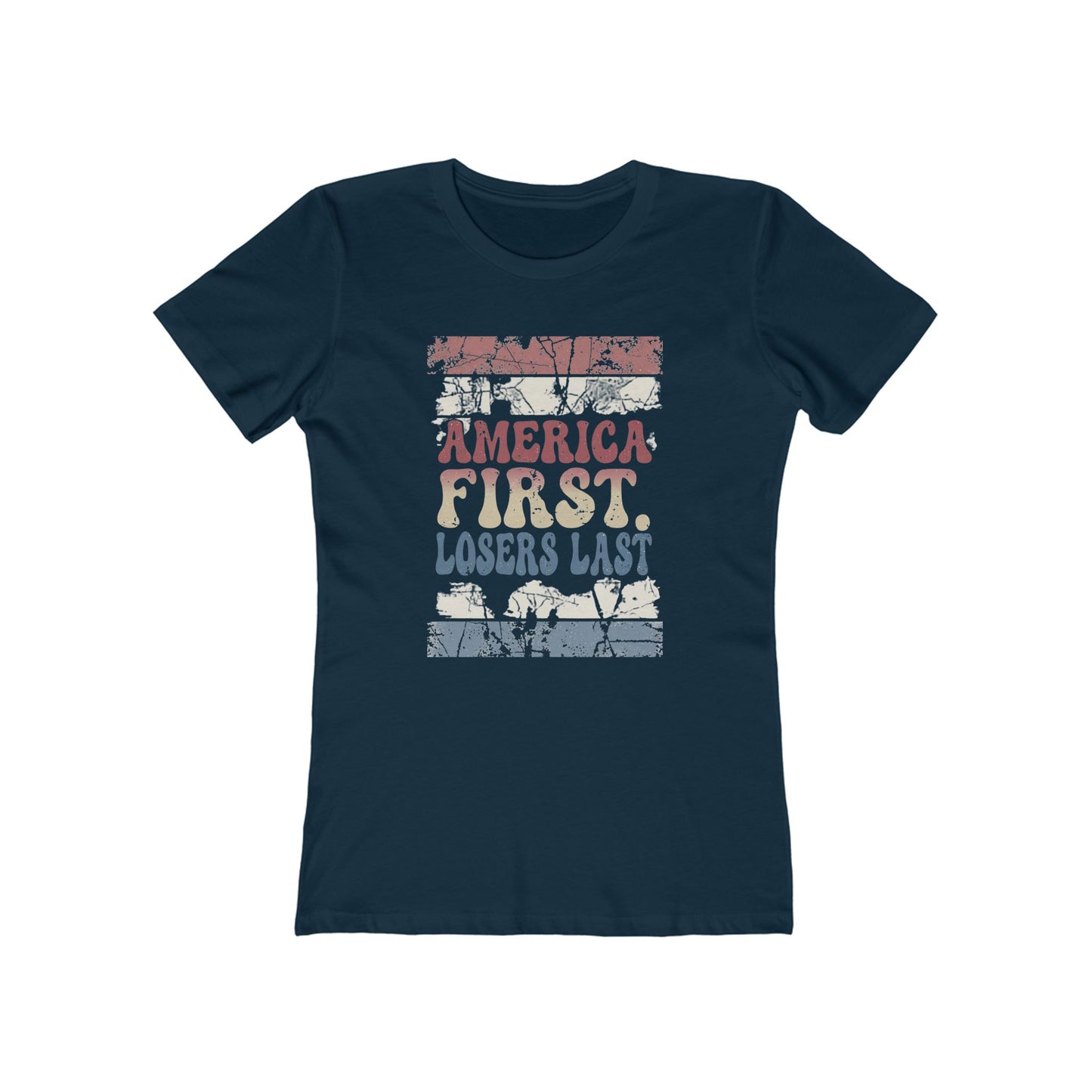 "America First, Losers Last" Distressed Patriotic Tee