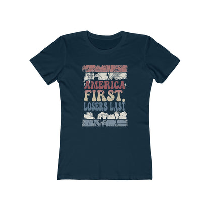 "America First, Losers Last" Distressed Patriotic Tee