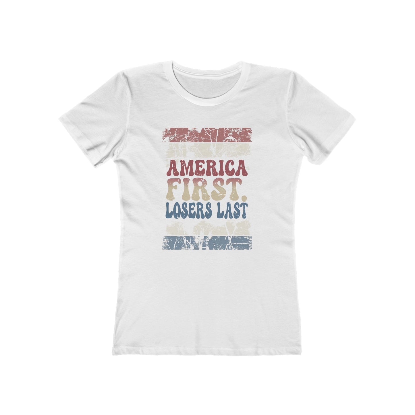 "America First, Losers Last" Distressed Patriotic Tee
