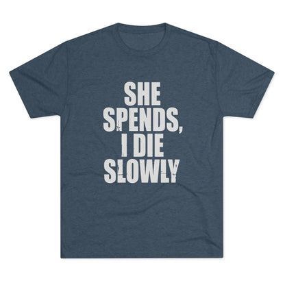 She Spends I Die Slowly T‑Shirt — Subtle Goth Graphic Tee