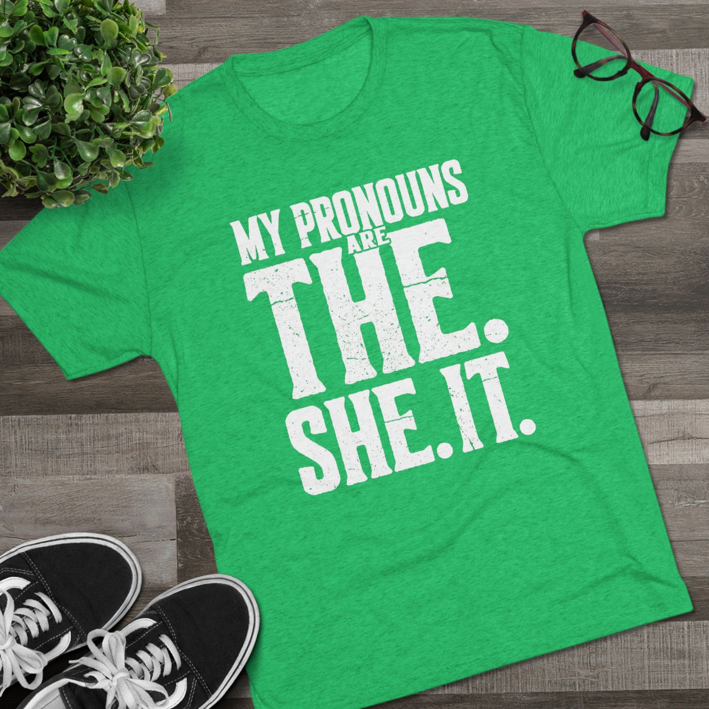 The She It Pronouns Crew Tee