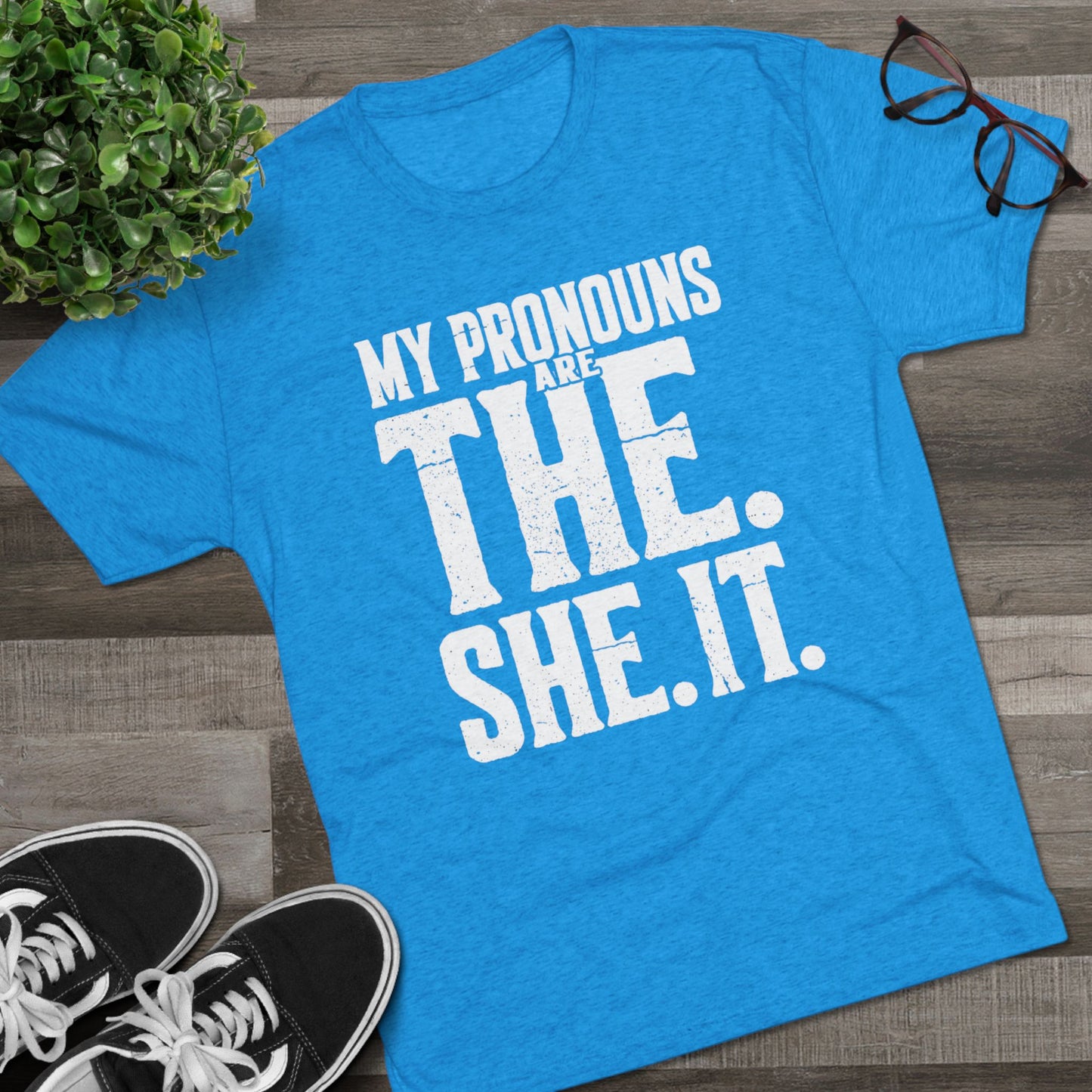 The She It Pronouns Crew Tee