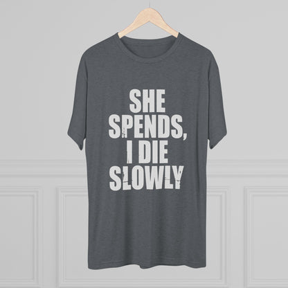 She Spends I Die Slowly T‑Shirt — Subtle Goth Graphic Tee