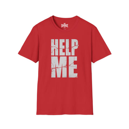 Help Me T-Shirt — Distressed Block Text Graphic Tee