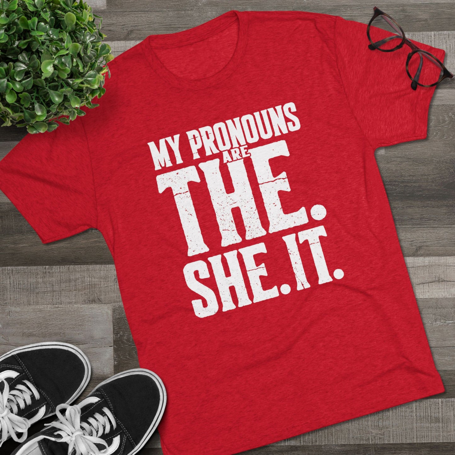 The She It Pronouns Crew Tee